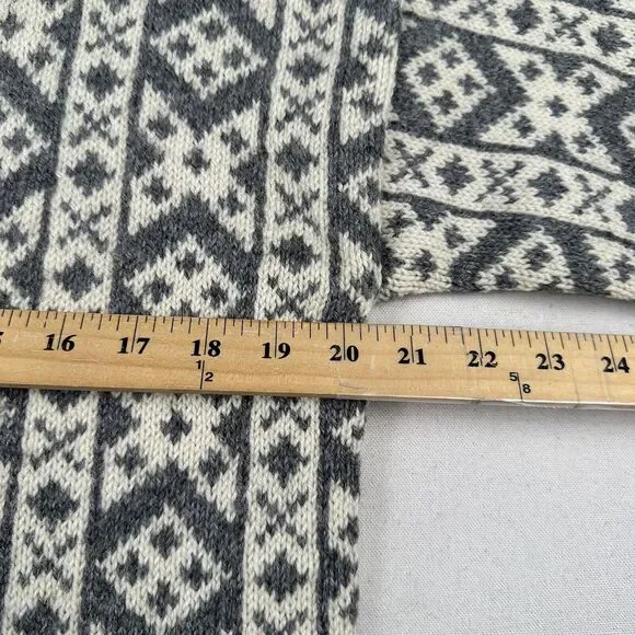 Vintage Unbranded Fair Isle Wool Knit Cardigan Women’s Medium Gray Beige Sweater - Picture 10 of 16